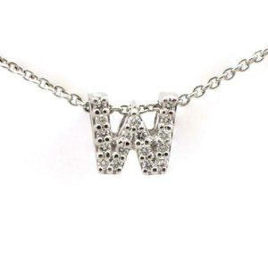 18k White Gold Love Letter "W" Diamond Necklace